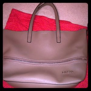 GUESS tan tote bag